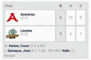 Resumen del juego 3 de la Serie del Rey Leones de Yucatán contra Acereros de Monclova