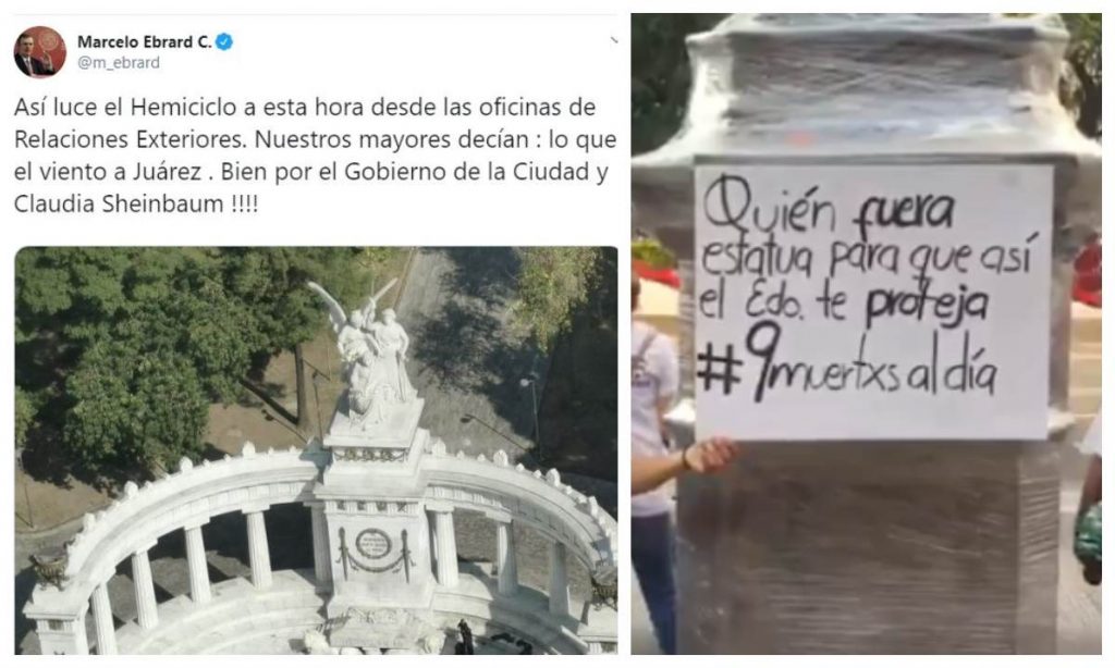 Tweet de Ebrard sobre la marcha feminista