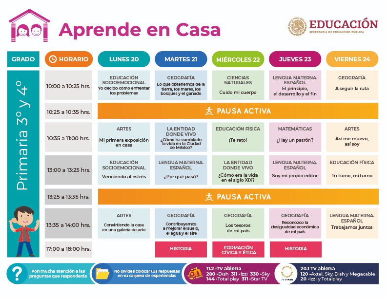 Horarios y canales para ver los programas de Aprende en Casa