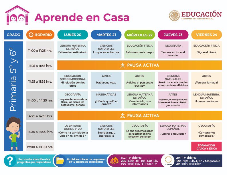 Horarios y canales para ver los programas de Aprende en Casa