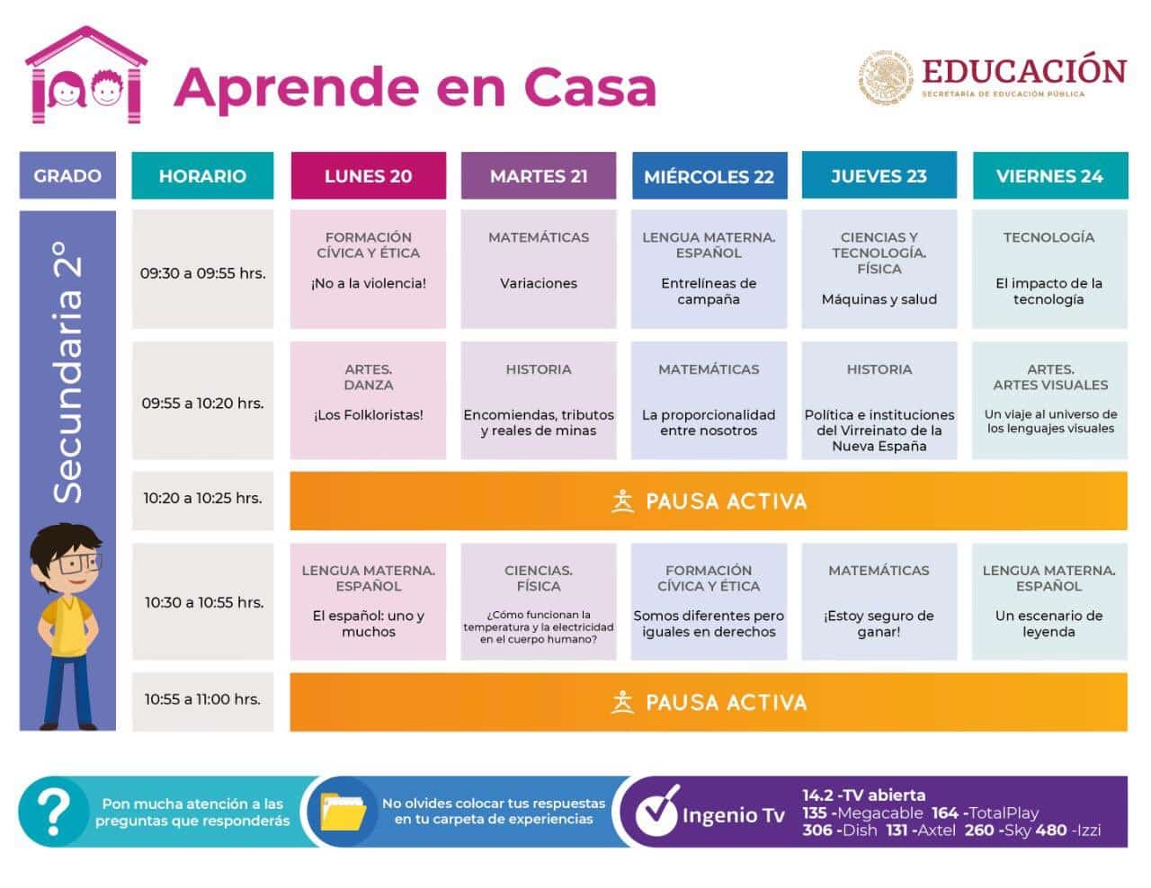 Horarios y canales para ver los programas de Aprende en Casa