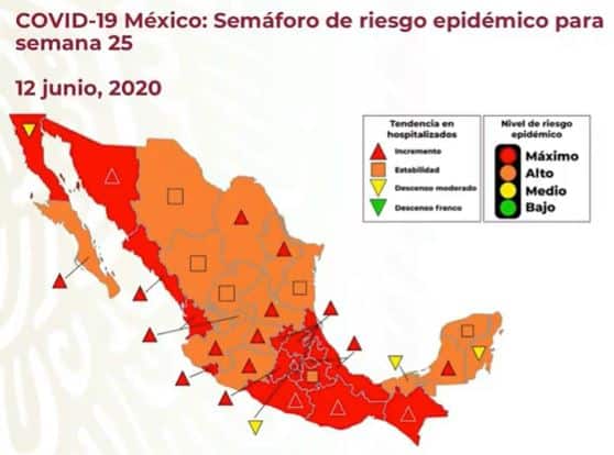 Semáforo de COVID-19 para la semana del 15 al 21 de junio mapa