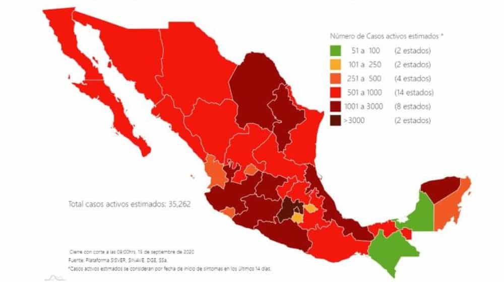 coronavirus en México al 15 de septiembre