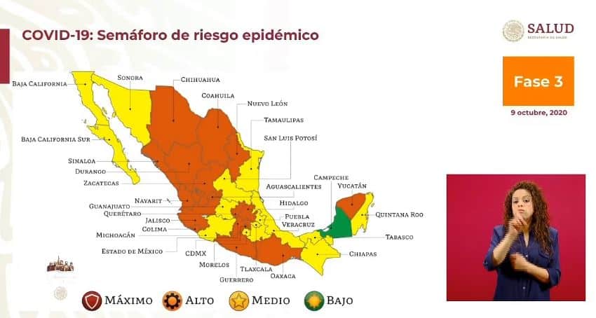 semáforo de COVID-19 del 12 al 25 de octubre