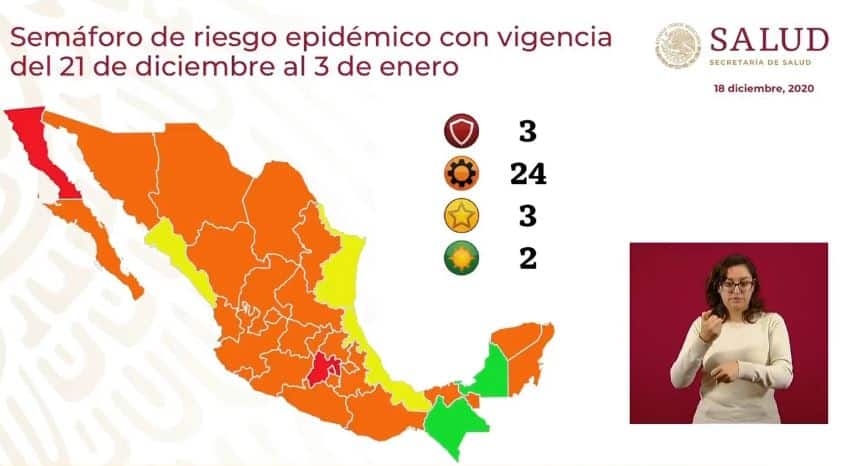 semáforo de COVID-19 del 20 de diciembre al 3 de enero