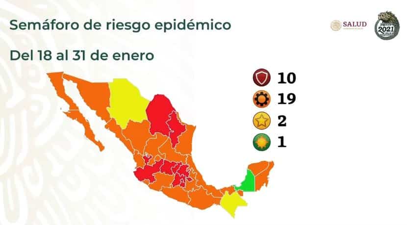 semáforo de COVID-19 del 18 al 31 de enero