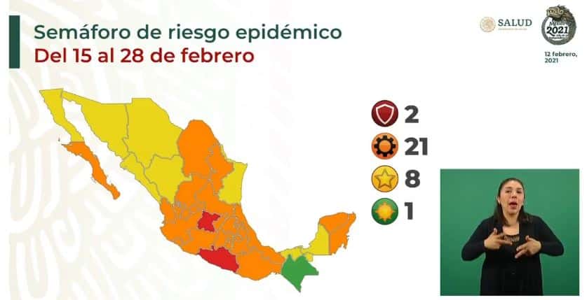 semáforo de COVID-19 del 15 al 28 de febrero