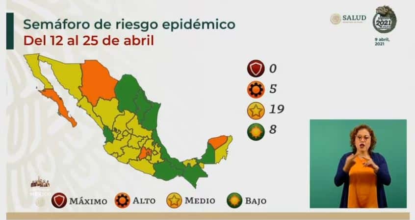 semáforo de COVID-19 del 12 al 25 de abril