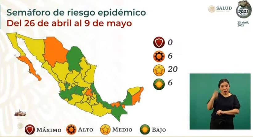 semáforo de COVID-19 del 26 de abril al 9 de mayo