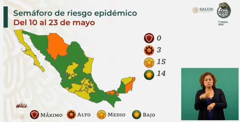 semáforo de COVID-19 del 10 al 23 de mayo