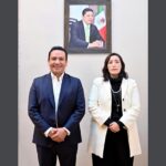 Secretario general de Gobierno, J. Guadalupe Torres Sánchez y Araceli Martínez Acosta, titular de la SCT